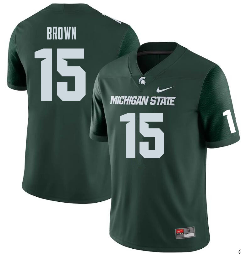 Men #15 Sebastian Brown Michigan State Spartans College Football Jerseys Sale-Green